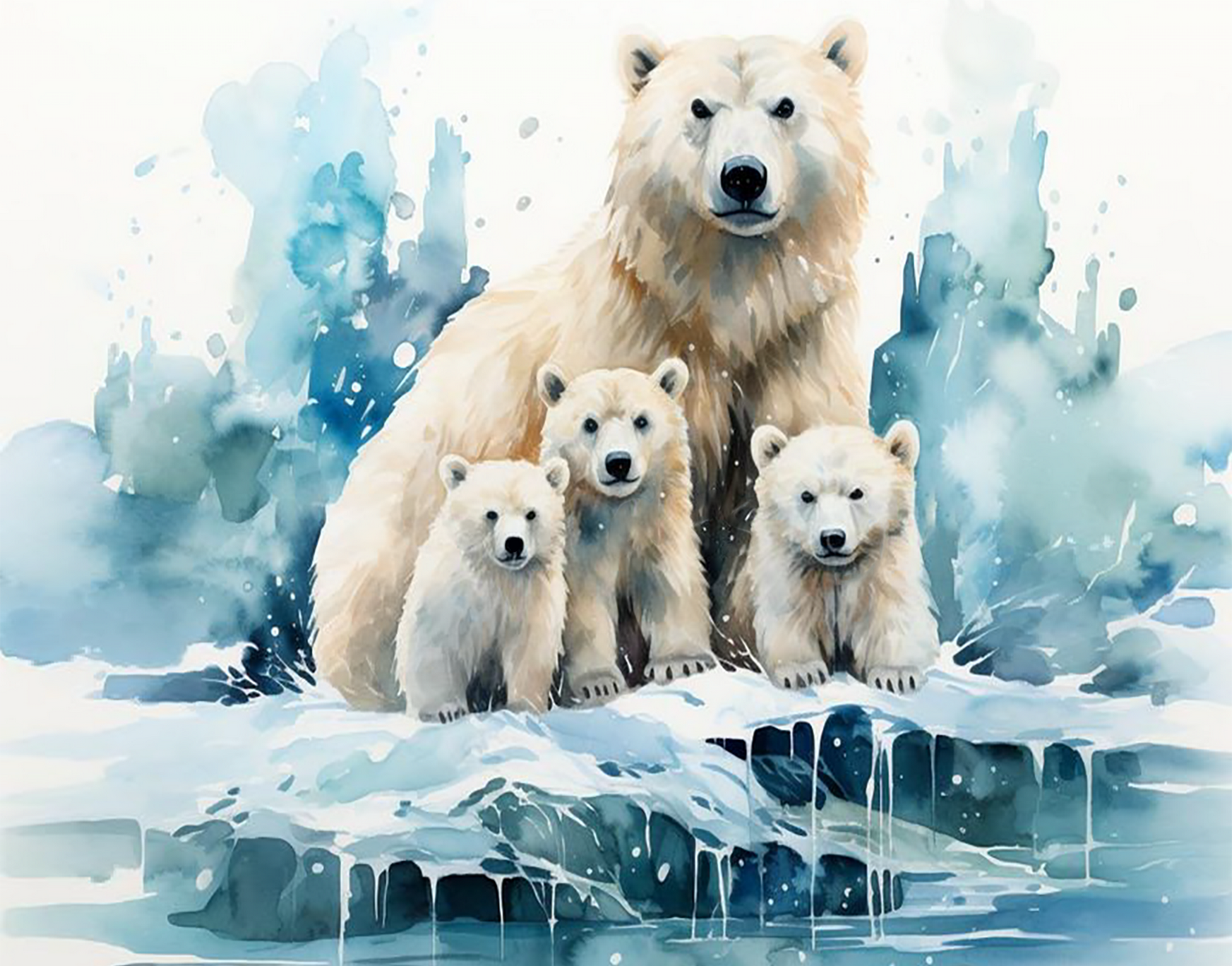 Картина по номерам Семейство белых медведей 40х50 см АртТойс