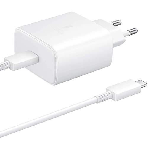 адаптер питания для samsung 45w pd adapter usb c супер быстрая зарядка super fast charging 45вт black Зарядное устройство/ Зарядный комплект: Адаптер питания Super Fast Charging 45W + Кабель USB Type-C / Быстрая зарядка 45W/ White