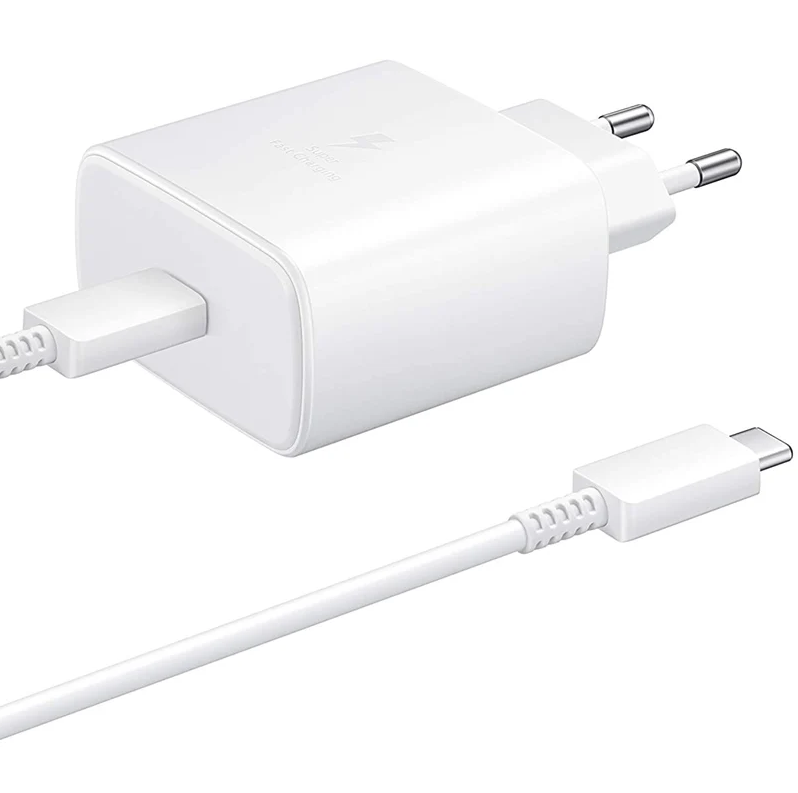 Зарядное устройство/ Зарядный комплект: Адаптер питания Super Fast Charging 45W + Кабель USB Type-C / Быстрая зарядка 45W/ White