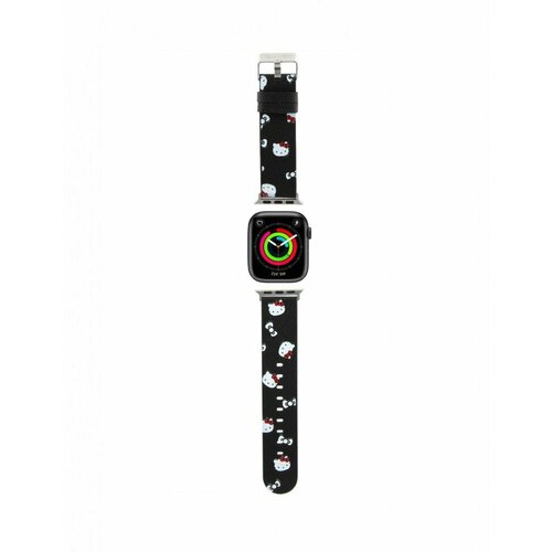 Ремешок Hello Kitty PU Saffiano Heads and Bows для Apple Watch 41/40/38 mm, цвет Черный (HKAWMPSAPSK) черный