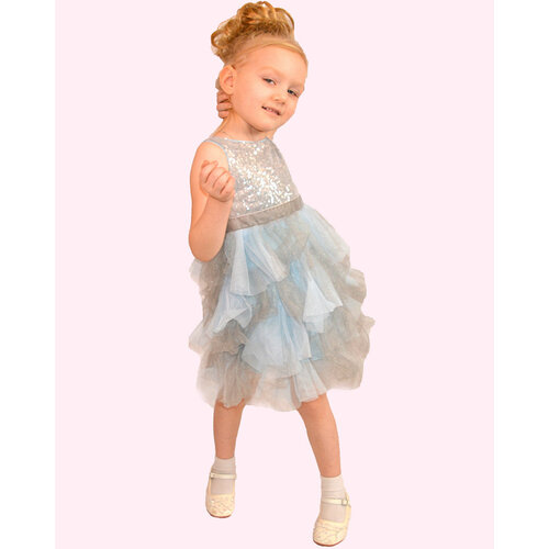 Школьное платье, размер 104, серебряный многослойное бальное платье градиентные вечерние платья для девочек платье принцессы для девочек тюлевое платье для маленьких девочек п