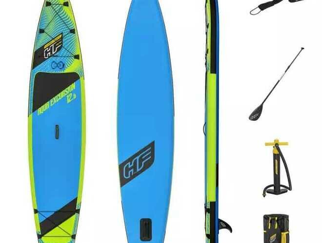 Bestway 65373 BW SUP-доска "Aqua Excursion Tech Set" 381x79x15см, насос, весло, лиш, ремнабор, сумка, до 120кг
