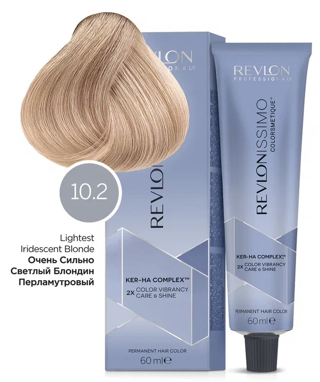 Краска для волос Revlon Professional Coloring Hair Revlonissimo Colorsmetique Care & Shine, Краситель с гиалуроновой кислотой перманентный. Перманентный Краситель с Гиалуроновой кислотой, Гарантия Результата Окрашивания + Уход за Волосами, 10.2