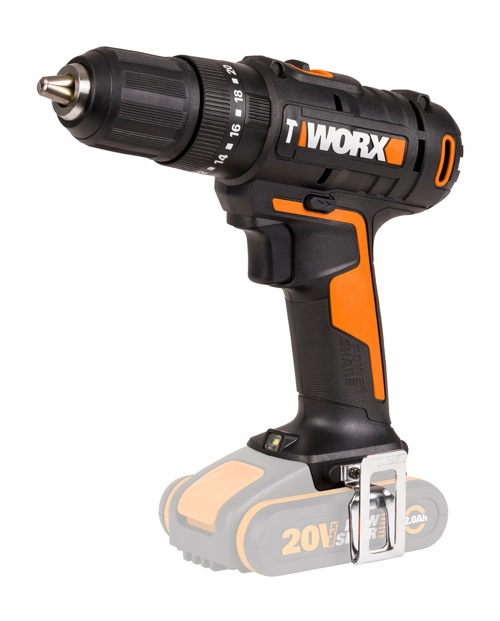 Дрель-шуруповерт ударная аккумуляторная WORX WX370.9, 50Нм, 20В, без АКБ и ЗУ