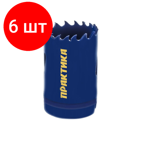 Комплект 6 штук, Коронка биметаллическая ПРАКТИКА 32 мм (1 1/4) клипса 035-950 практика коронка биметаллическая 44мм 035 981