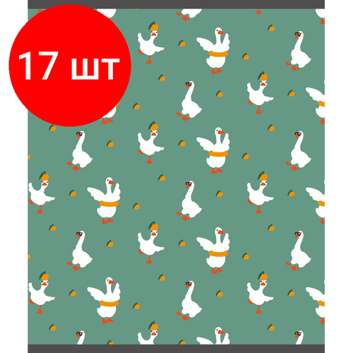 Комплект 17 штук, Тетрадь общая А5 48л №1School Гуси зеленые, клет, скреп, ВД-лак комплект 17 штук тетрадь общая а5 48л 1school shark клет скреп вд лак