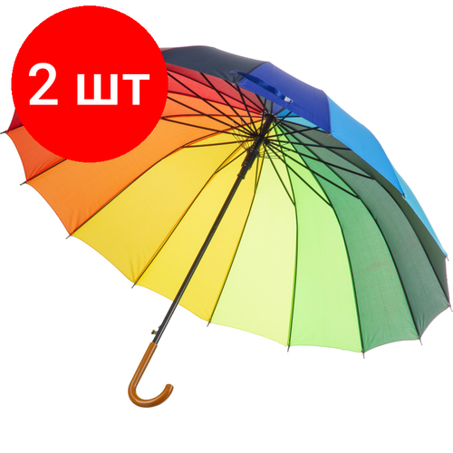 Зонт-трость Noname, полуавтомат, купол 110 см, 16 спиц, система «антиветер», для женщин, мультиколор