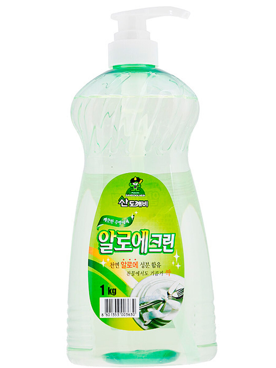 Sandokkaebi Cредство для мытья посуды "Алоэ Клин" / Гель для мытья посуды, фруктов и овощей / Моющее средство для посуды с эксрактом алоэ / Мытье посуды 1 кг. / Корея