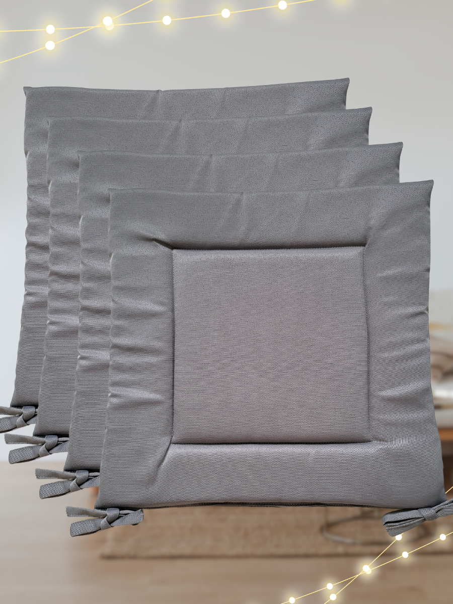 Комплект подушек на стул Mercity, 4 штуки, размер 40 х 40 светло-серый