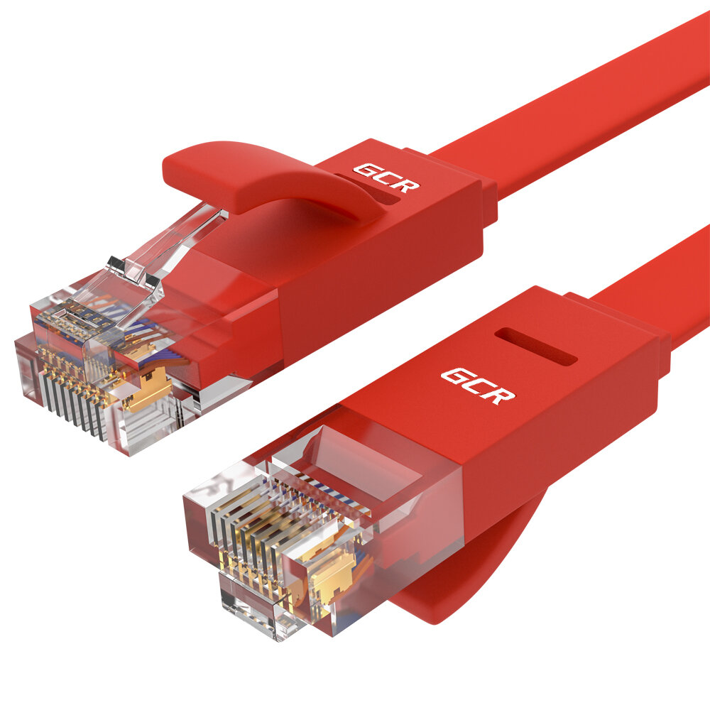 Greenconnect RJ45(m) - RJ45(m) Cat. 6 U/UTP PVC 1м красный Greenconnect Патч-корд PROF плоский прямой 1.0m, UTP медь кат.6, красный, позолоченные контакты, 30 AWG, GCR-LNC624-1.0m, ethernet high speed 10 Гбит/с, RJ45, T568B GCR-LNC624-1.0m