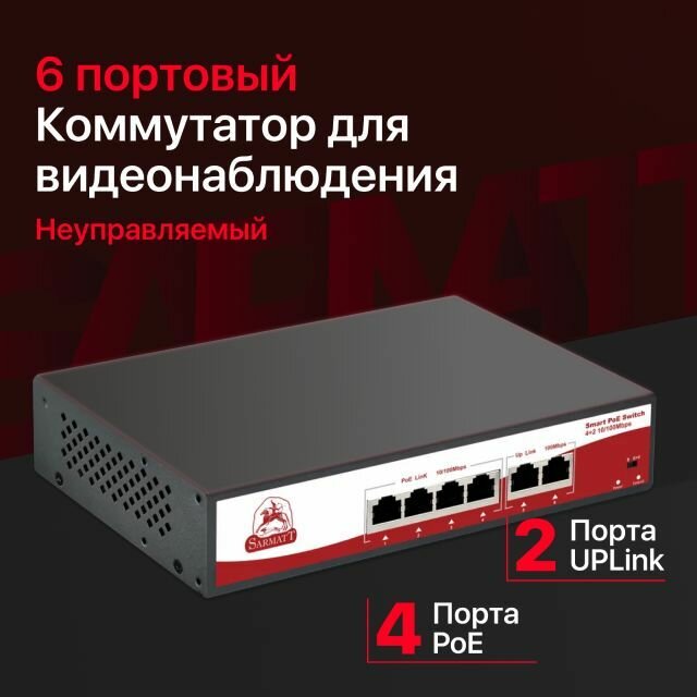 Коммутатор на 4 PoE порта SR-PS0420FBL