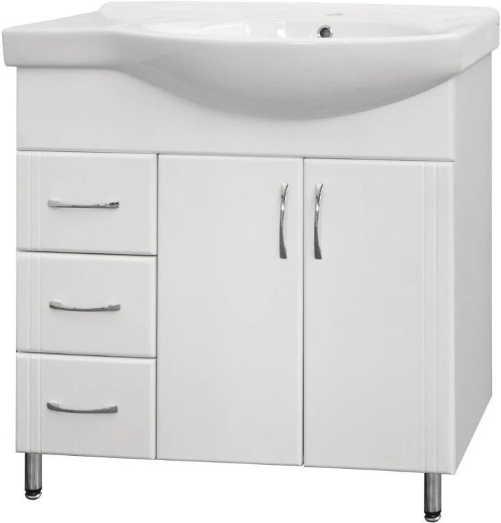 фото Тумба с раковиной белый глянец 83 см Style Line Эко Стандарт LC-00000108 + LC-00000163