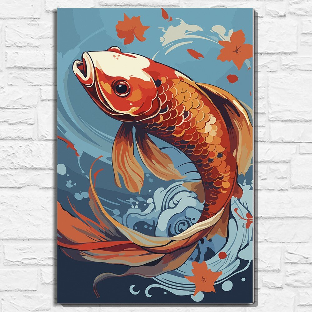 Картина по номерам на холсте эстетика Карп (кои, рыбка) - 14103 В 40х60