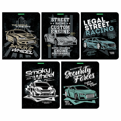 Тетрадь 48л, А5, на скрепке, серая клетка, Green Island,5 шт.14321/5