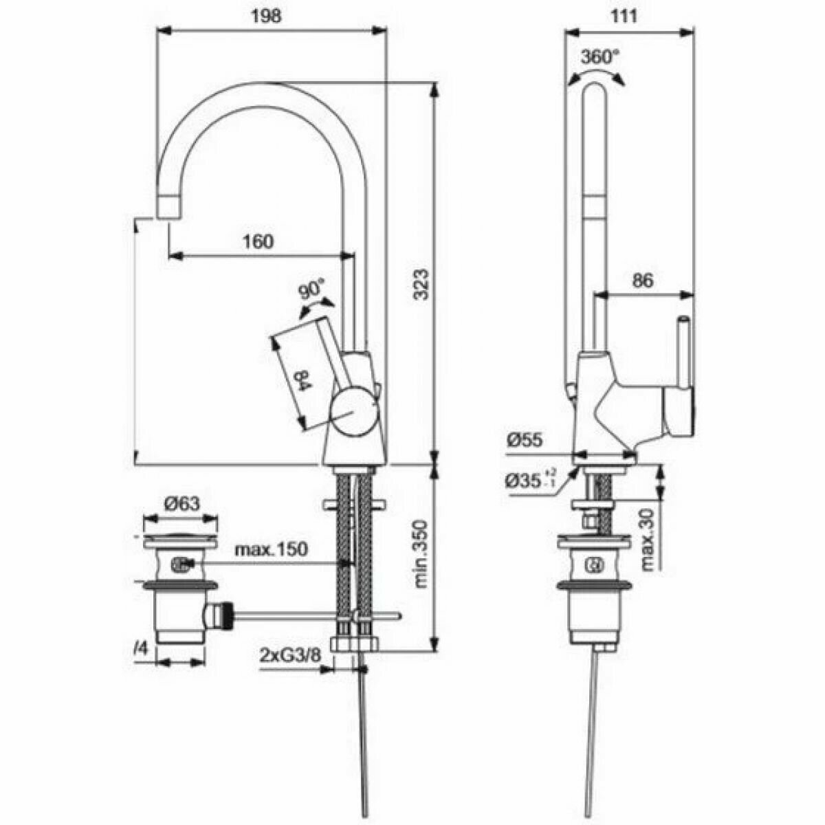 Смеситель для раковины Ideal Standard CERALINE BC195AA