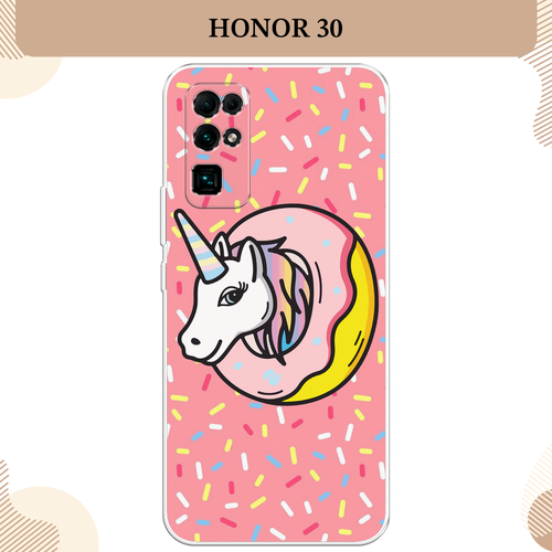 Силиконовый чехол Единорог в пончике на Honor 30 / Хонор 30 силиконовый чехол единорог на пончике на honor 30s