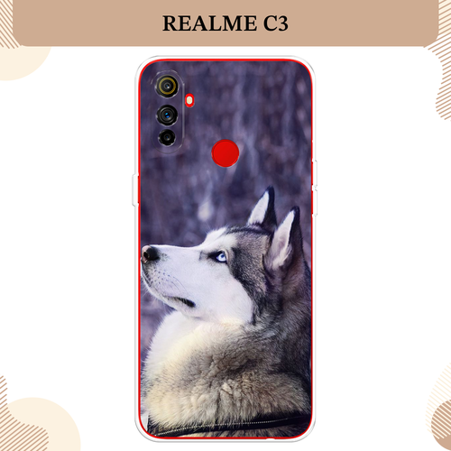 Силиконовый чехол Хаски 1 на Realme C3 / Реалми C3 силиконовый чехол на realme c3 реалми c3 кот манул 1