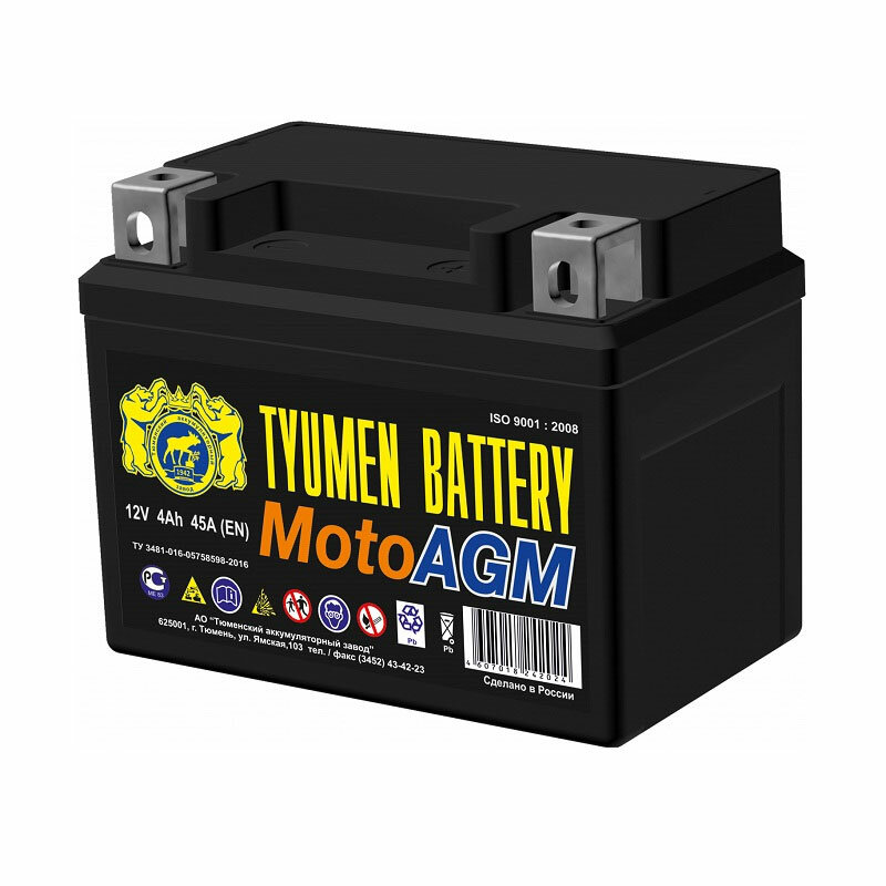 Аккумулятор TYUMEN BATTERY MOTO AGM 12V 4A/h 50А 114х70х106