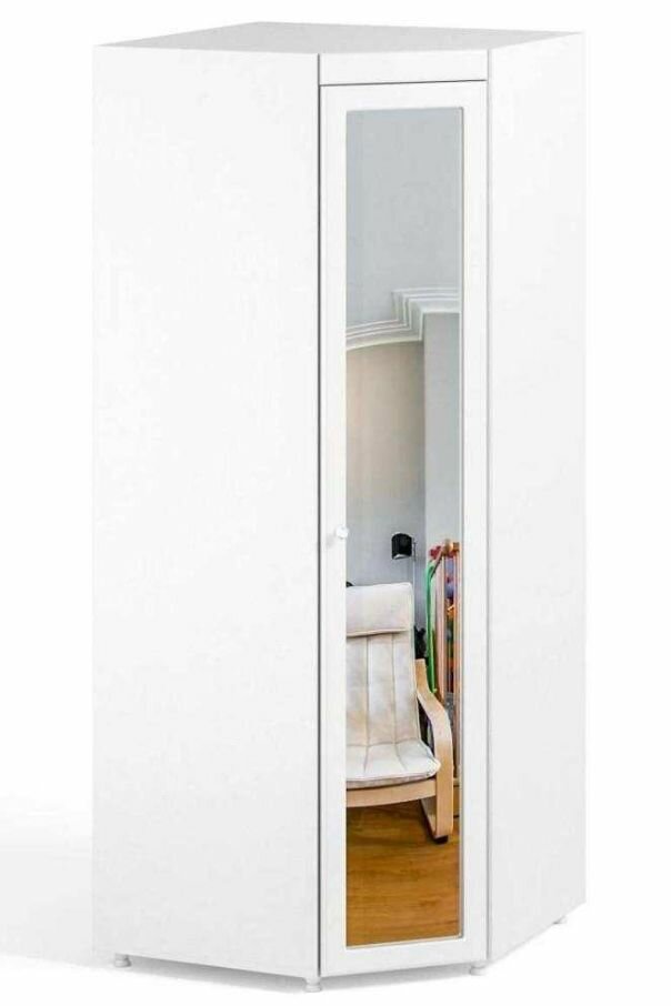 фото Шкаф угловой (560) с Большой зеркальной дверью Катрин-К МН-68 Монако Белое дерево