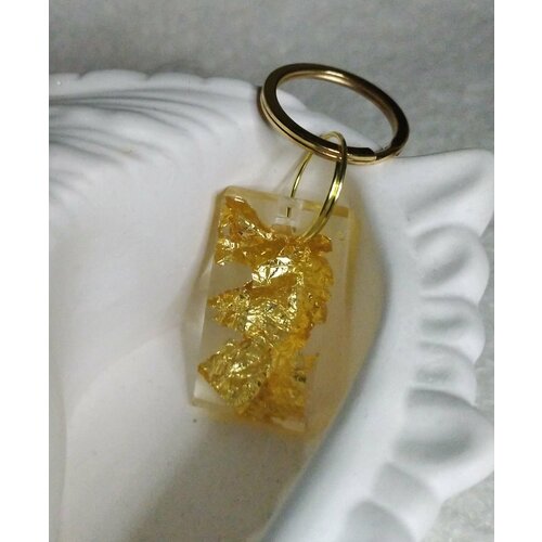 Брелок Ручная работа, каждая единица товара неповторима, глянцевая фактура, золотой