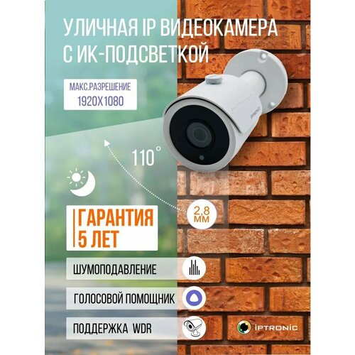 IP видеокамера IPTRONIC IPT-IPL1080BM(2,8)P уличная ip видеокамера iptronic ipt ipl1080bm 2 8 12 p