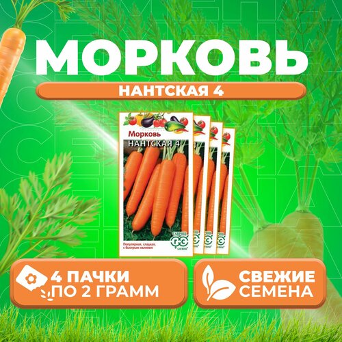 Морковь Нантская 4, 2,0г, Гавриш, Овощная коллекция (4 уп)