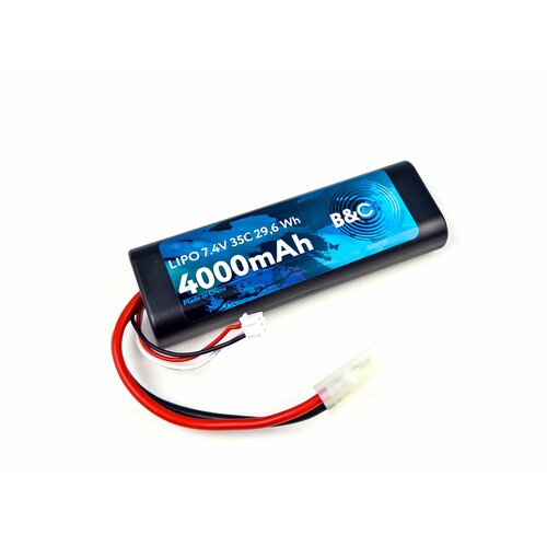 Аккумулятор Li-po B&C 4000 MAH 7.4v (2s) 35C, Tamiya, Закругленный-Hard case