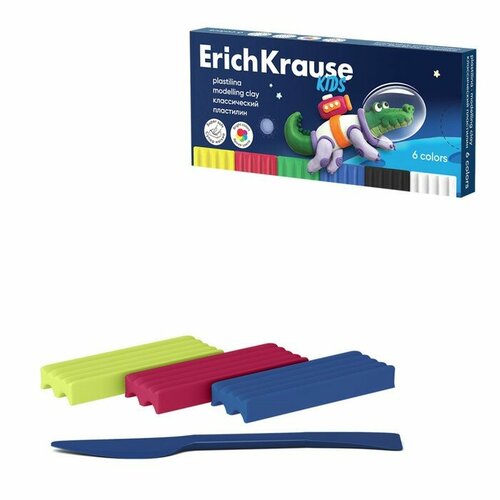 ErichKrause Пластилин 6 цветов, 108 г, ErichKrause Kids Space Animals, со стеком, в картонной упаковке пластилин 6 цвета 90 г erichkrause перламутровый с алоэ вера со стеком в картонной упаковке