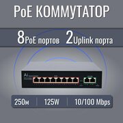 Коммутатор (свитч) PoE 8 портов +2 LAN для IP видеонаблюдения