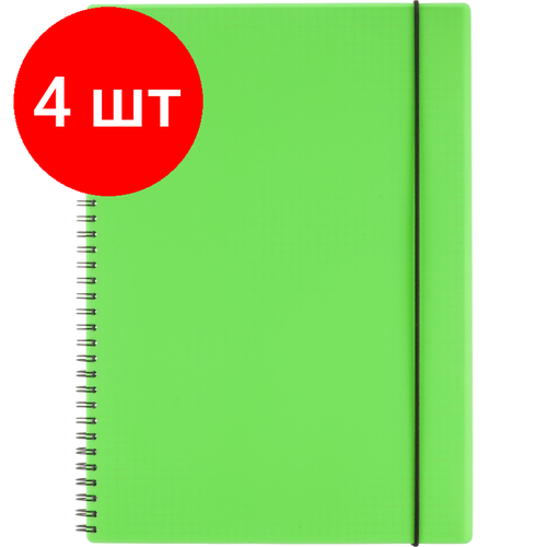 Комплект 4 штук, Бизнес-тетрадь Тетрадь Attache Neon А4 96л кл. спираль обл. пластик зеленый комплект 2 штук бизнес тетрадь тетрадь attache neon а4 96л кл спираль обл пластик зеленый