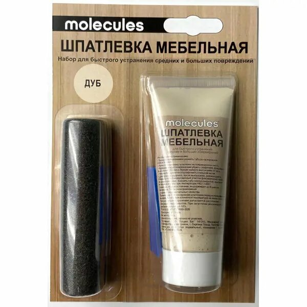 Изображение Шпатлевка мебельная со шпателем Molecules 55 г цвет дуб молочный