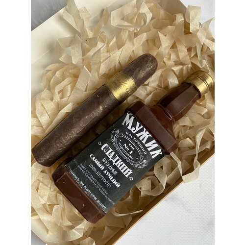 Подарочный шоколадный набор Виски с сигарой, подарок мужчине на 23 февраля подарочный набор пряников мужчине к 23 февраля виски