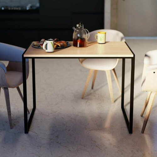 Стол обеденный Гранд, в стиле лофт, Дуб светлый 75х100х60, Vivoline