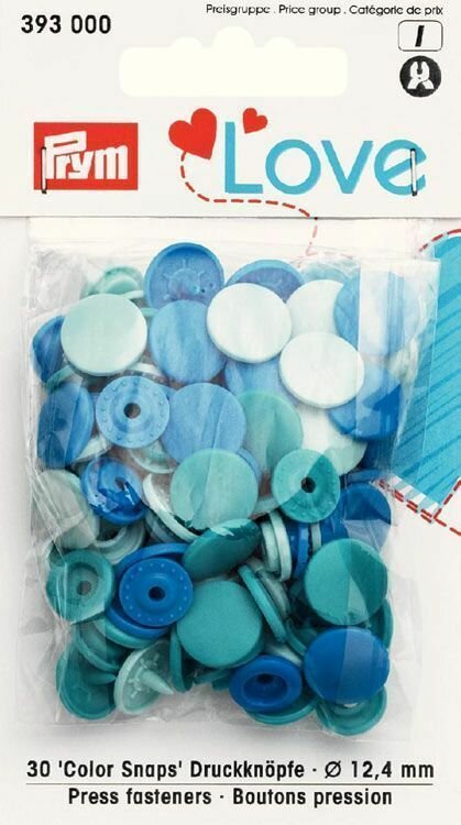 Коллекция "Love" - Кнопки "Color Snaps", диаметр 12,4мм, оттенки синего, 30шт Prym 393000