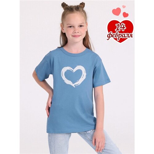 фото Футболка апрель, размер 62-122, серый, голубой