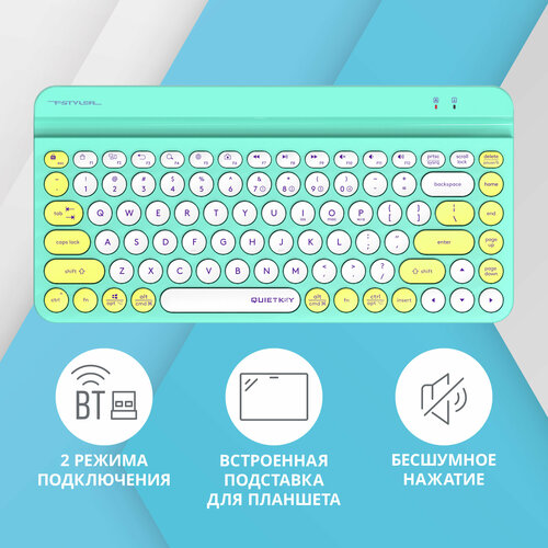 Клавиатура A4Tech Fstyler FBK30 зеленый (fbk30 avocado) клавиатура a4tech fstyler fbk30 черный usb беспроводная bt radio slim multimedia fbk30 black