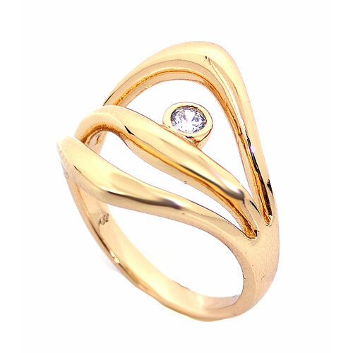 Кольцо, циркон, искусственный камень, размер 20, золотой кольцо искусственный камень перламутр размер 20 золотой