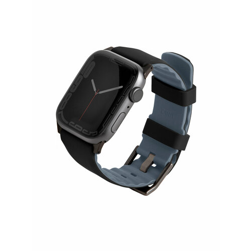 Ремешок Uniq Linus Airosoft silicone для часов Apple Watch All 38-40-41 мм, черный ремешок uniq linus airosoft silicone для часов apple watch all 42 44 45 49 мм ярко синий