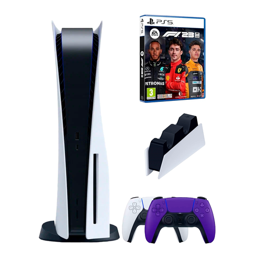 PS5 (ПС5) Игровая приставка Sony PlayStation 5 ( 3-я ревизия) + 2-й геймпад(фиолетовый) + зарядное + F1 23( Формула 1)