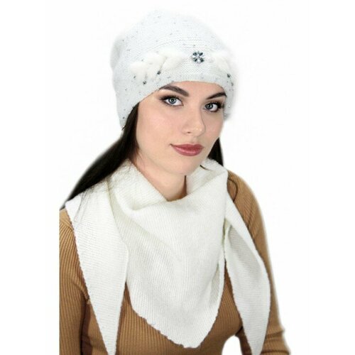 фото Шапка lemmex комплект "аквиса" косынка, размер 57-58, белый