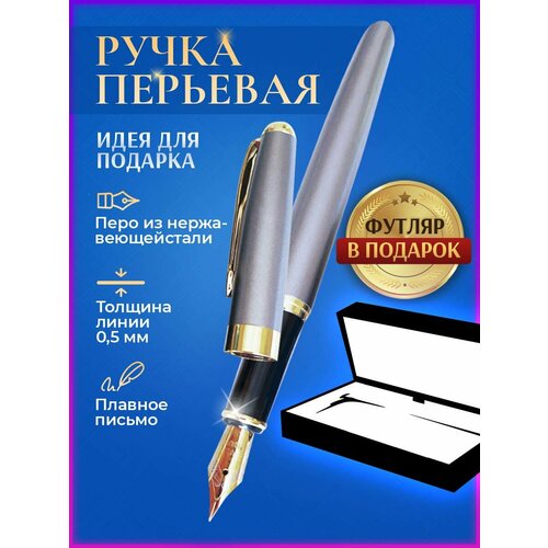 Ручка перьевая металлическая подарочная в футляре праздник