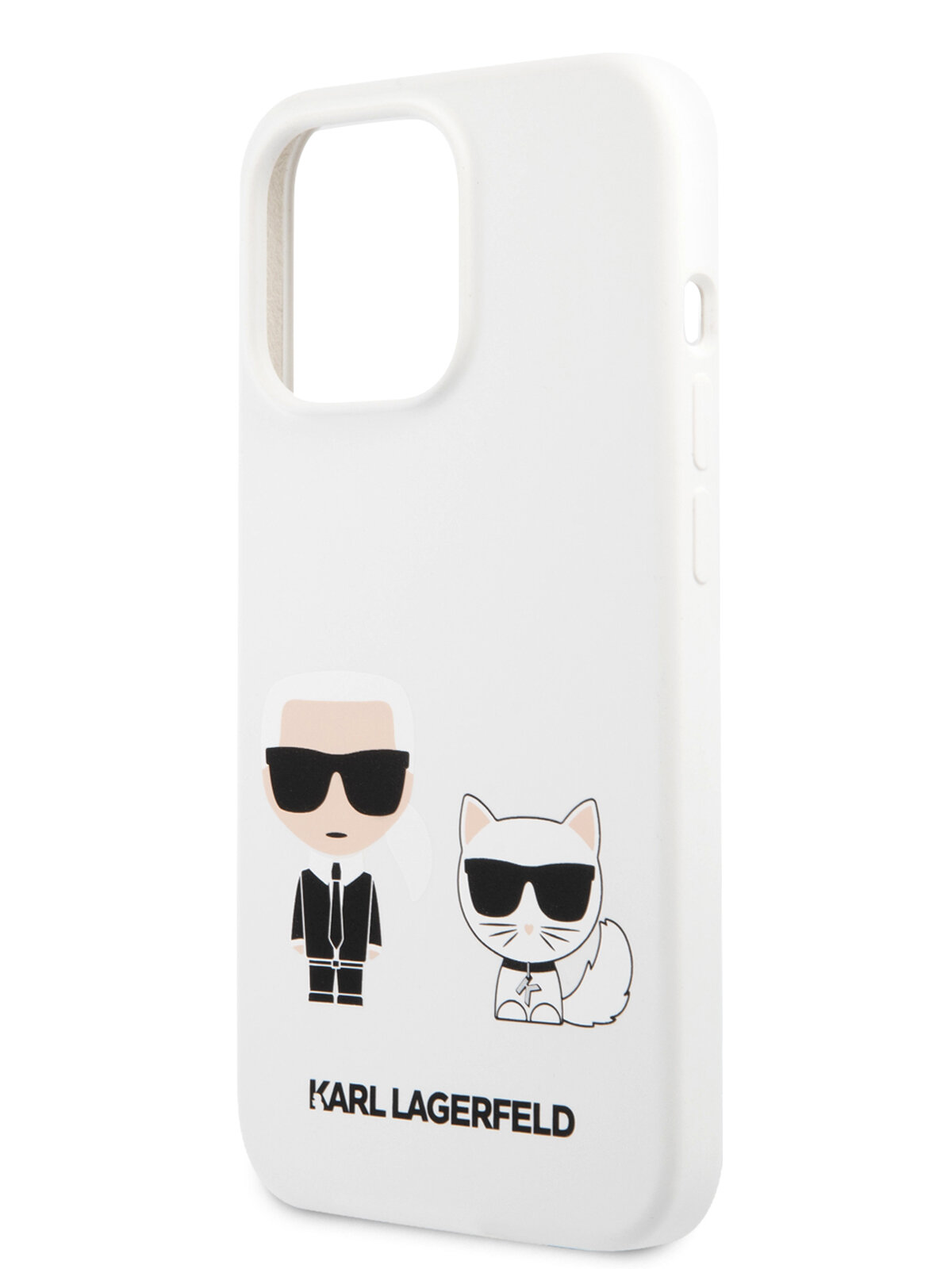 Lagerfeld для iPhone 13 Pro чехол Liquid silicone Karl & Choupette Hard White