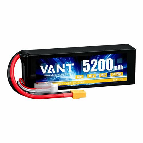 Аккумулятор LiPo Vant - 11.1В 5200мАч 50C (3S, мягкий корпус, разъём XT60) аккумулятор lipo vant 11 1в 5200мач 50c 3s мягкий корпус разъём xt60