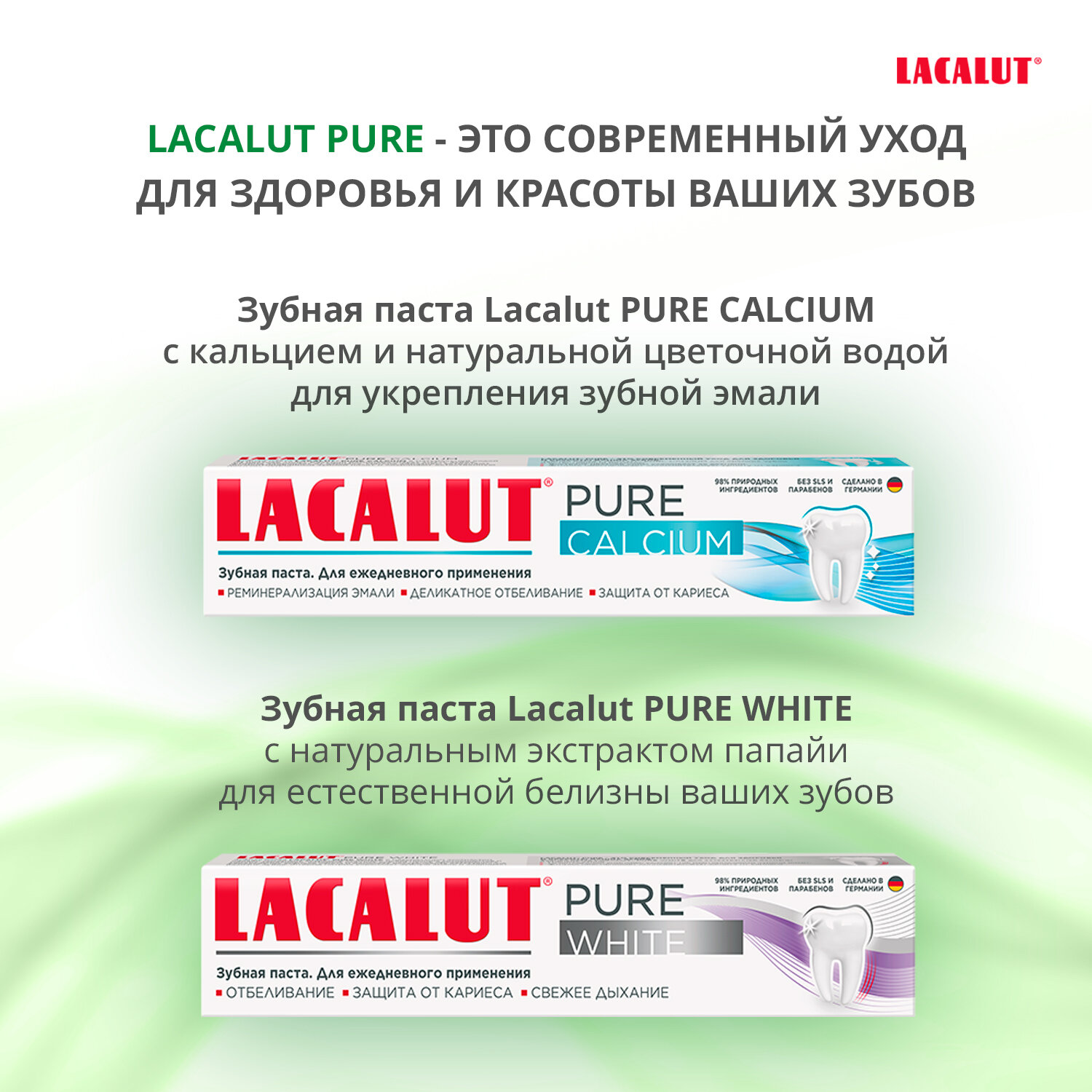 Lacalut pure herbal зубная паста, 75 мл