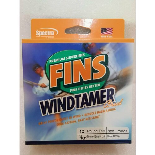 Плетеный шнур для рыбалки FINS Windtamer 10 LB. (0,15 мм), 300 YDS (270м)