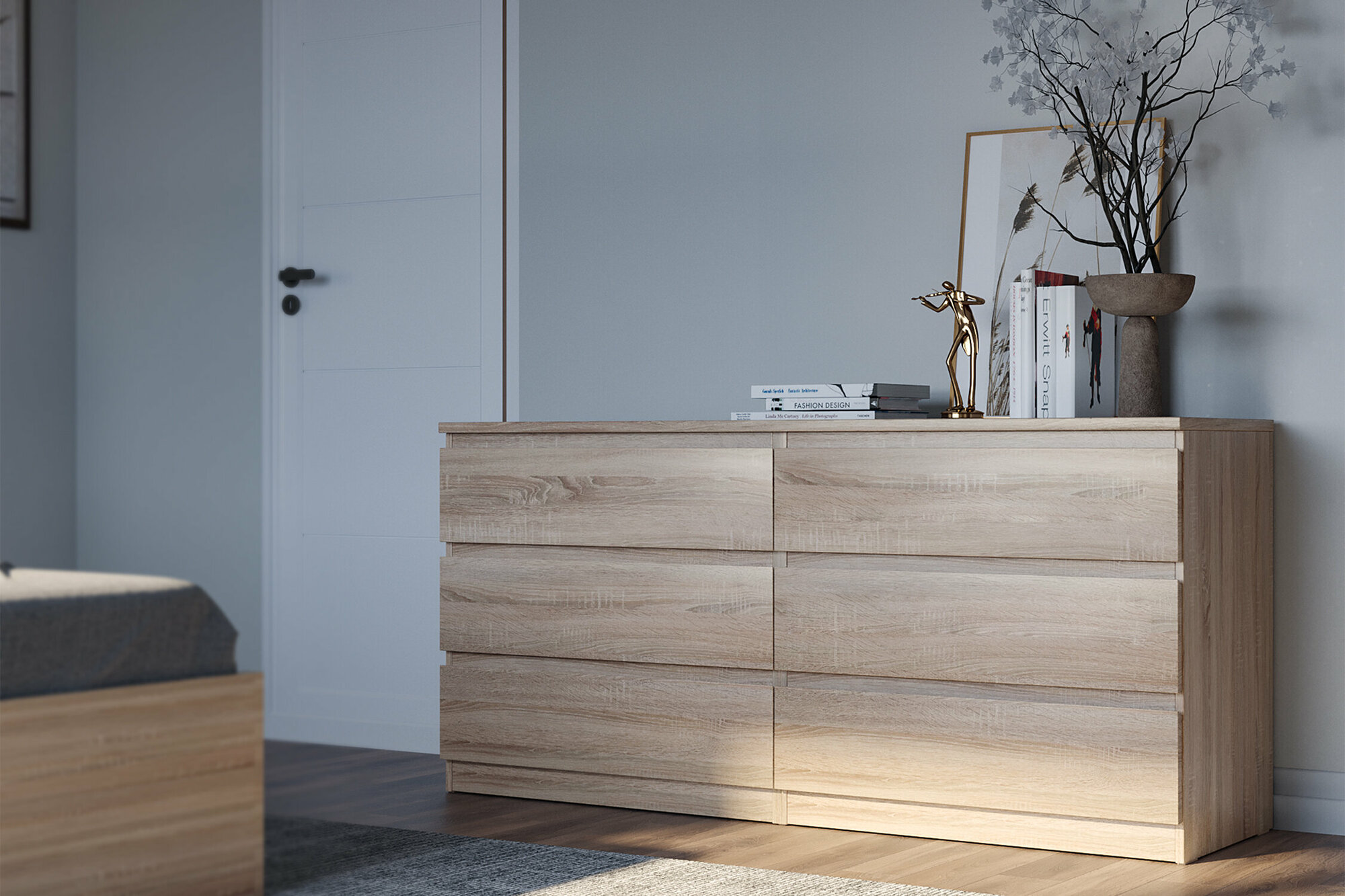 фото Комод VMG Industry Мальта 6 ящиков сонома 160.3х48х76.4 см