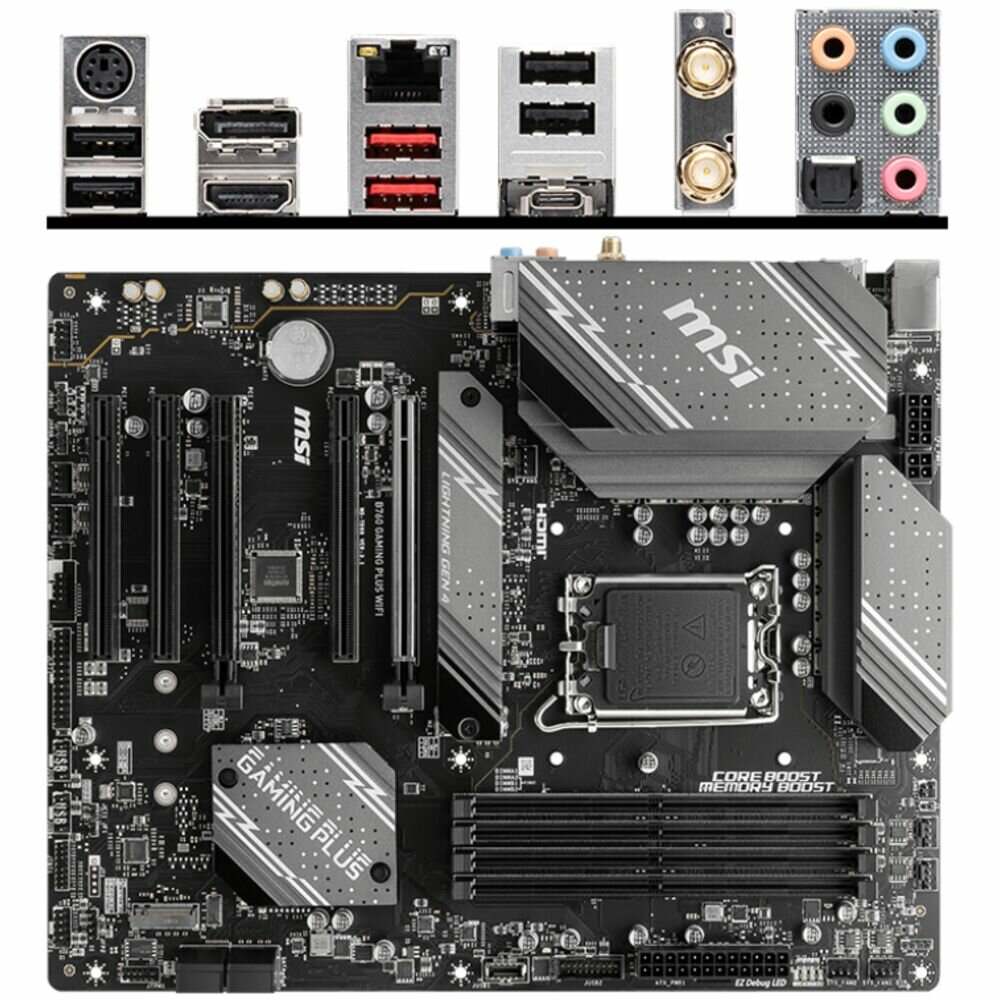 Материнская плата MSI B760 Gaming Plus WiFi B760 Socket-1700 4xDDR5, 4xSATA3, RAID, 2xM.2, 5xPCI-E16x, 2xUSB3.2, 1xUSB3.2 Type C, DP, HDMI, WiFi, 2.5Glan, ATX