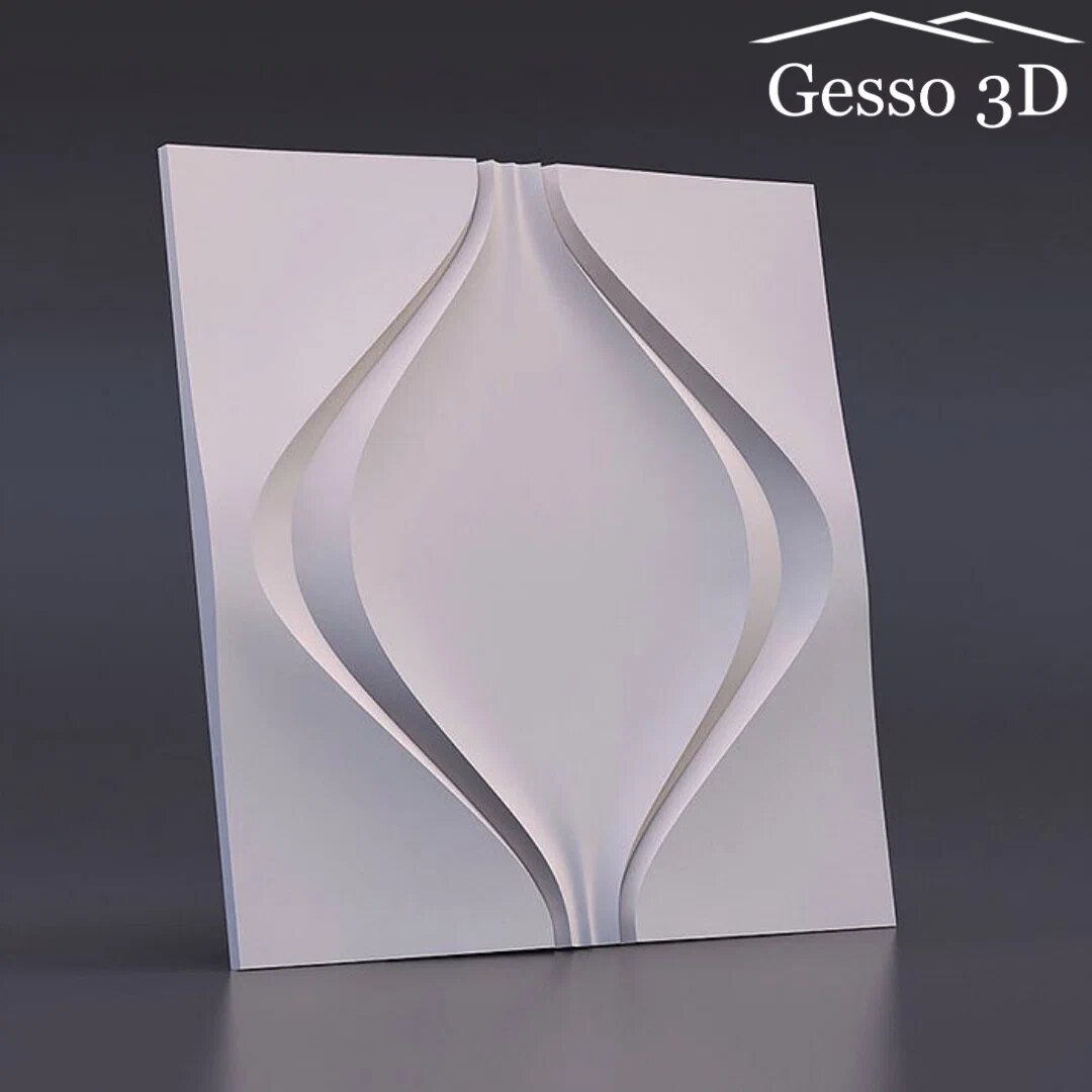 Гипсовая панель Gesso 3D "Мягкий ромб" 500x500x25 мм, Упаковка 20 шт, 5 м2