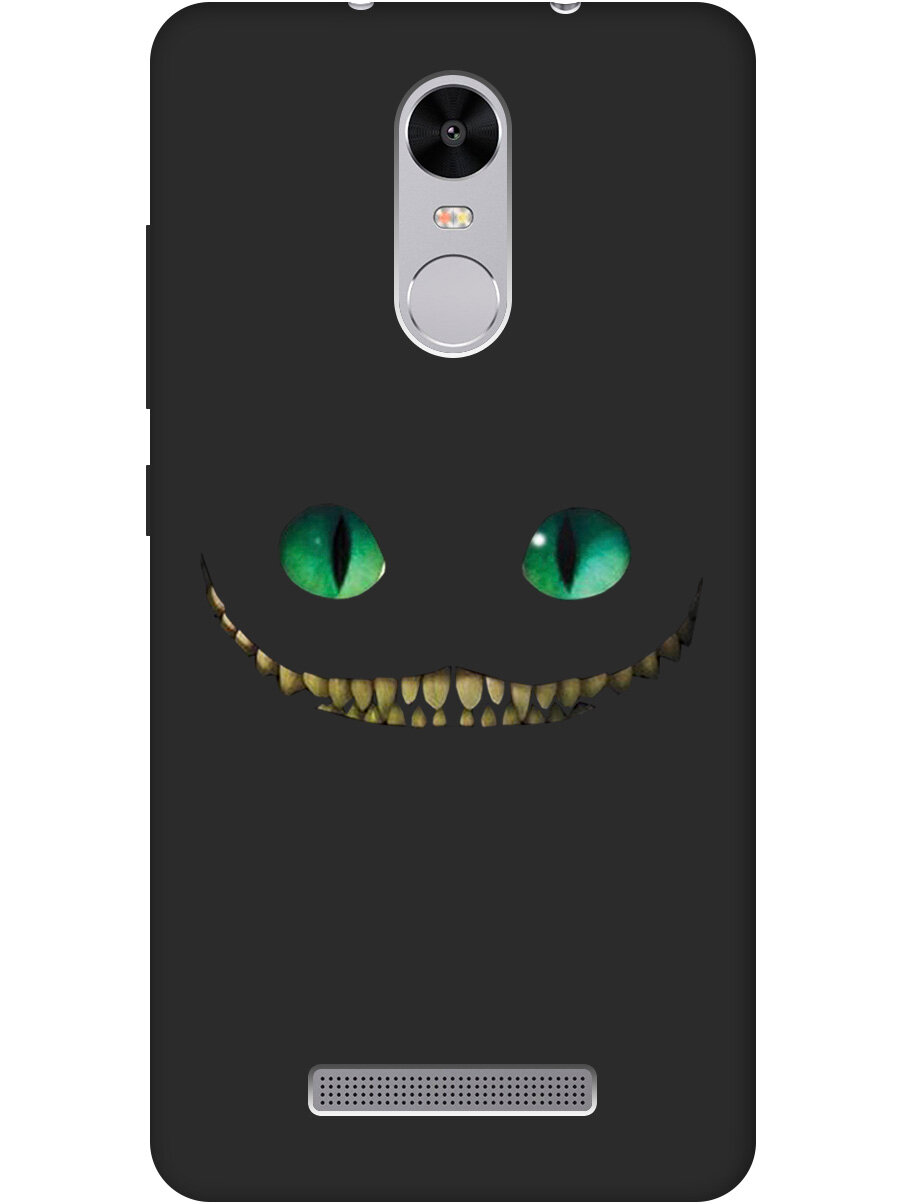Матовый Soft Touch силиконовый чехол на Xiaomi Redmi Note 3, Note 3 Pro, Сяоми Редми Ноут 3, Ноут 3 Про с 3D принтом "Cheshire Cat" черный