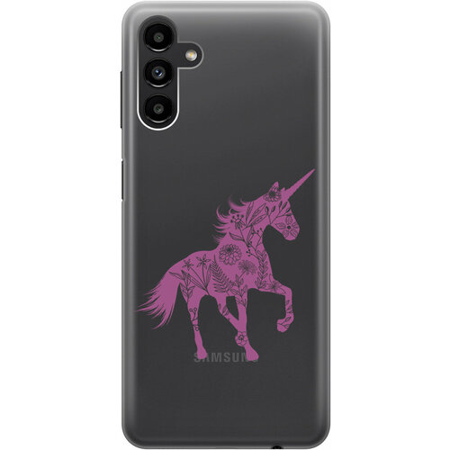 Силиконовый чехол на Samsung Galaxy A13 5G, Самсунг А13 с 3D принтом Floral Unicorn прозрачный силиконовый чехол на samsung galaxy a13 5g самсунг а13 silky touch premium с принтом floral unicorn светло розовый